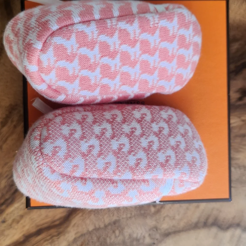 Hermes Pink and White Baby Shoes